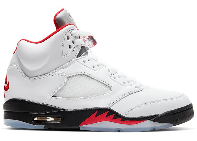 5 Retro Fire Red Silver Tongue