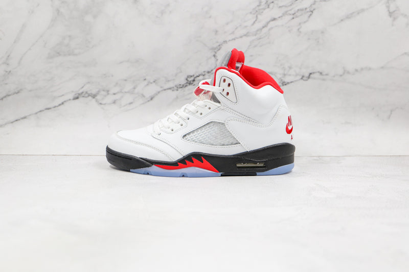 5 Retro Fire Red Silver Tongue