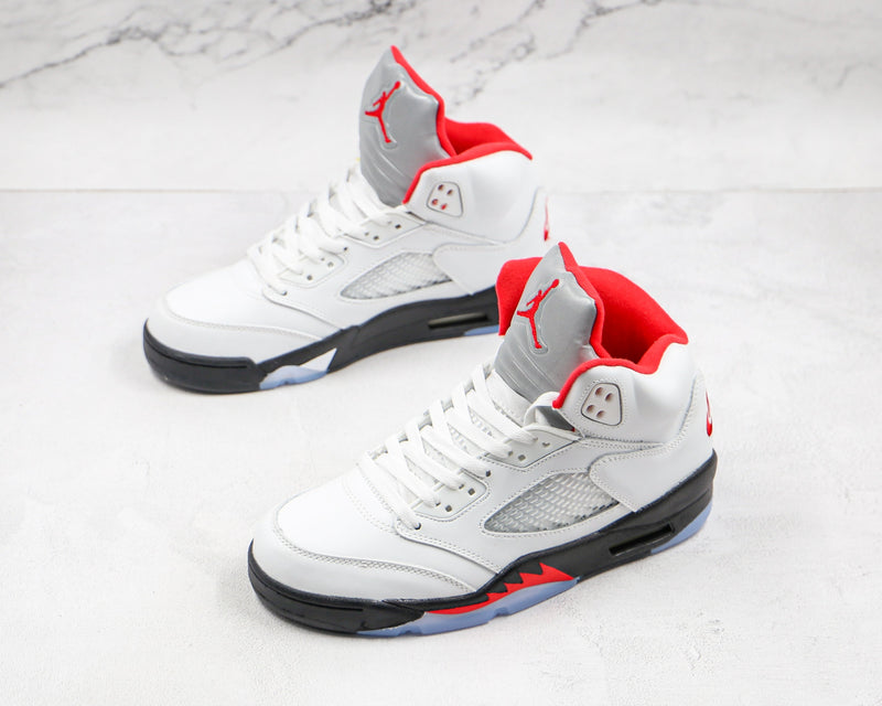 5 Retro Fire Red Silver Tongue