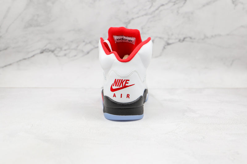 5 Retro Fire Red Silver Tongue